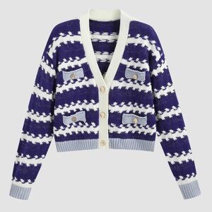 Cider striped buttoned up knit cardigan